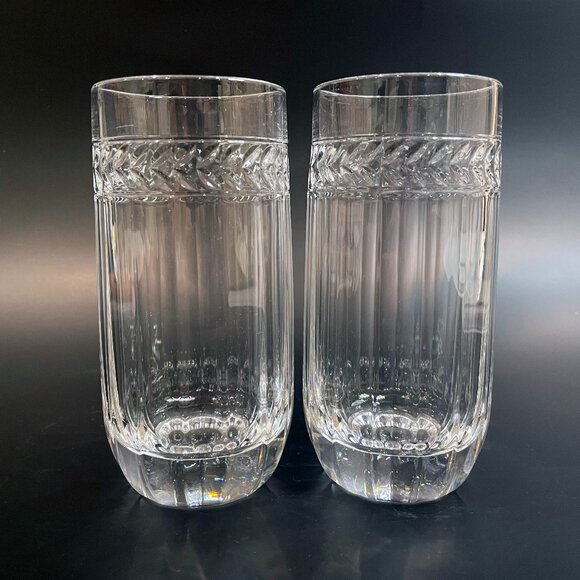 Villeroy Boch Miss Desiree Highball Tumblers Laurel Wreath Glasses Set of 2 - Picture 1 of 7